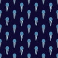 Ice cream cones vector seamless pattern on dark blue background. Royalty Free Stock Photo